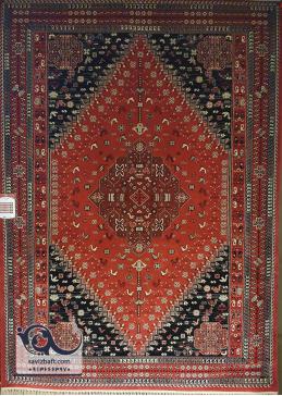 فرش ایرانی قشقایی با رنگ زمینه روناسی