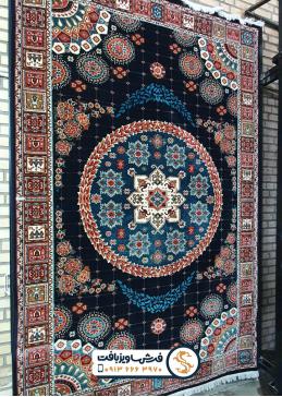 مدل گلیم فرش سنتی با رنگ زمینه سرمه ای