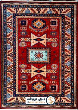 فرش ماشینی کلاریس سنتی مدل ترکمن زمینه لاکی